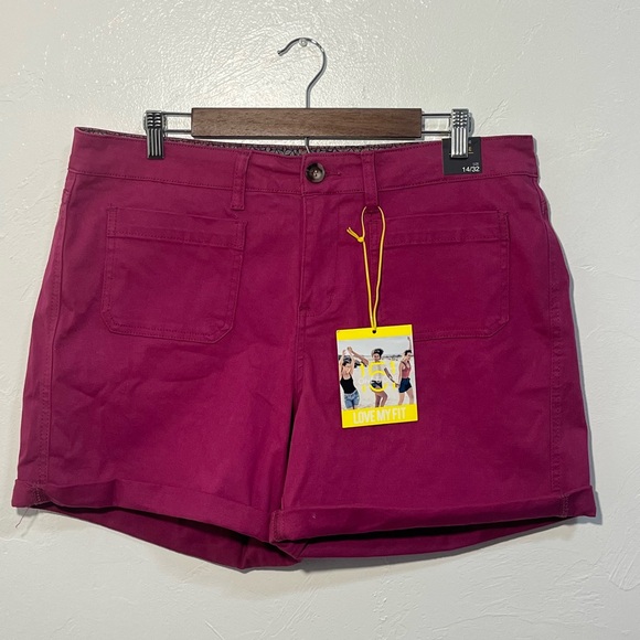 Stitch Fix 151 Berry Pink cuffed mid rise shorts size 14 - Picture 3 of 11
